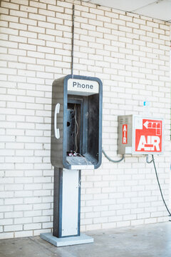 broken pay phone outside