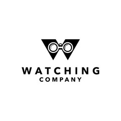 Minimalist W Spyglass Logo Design with Telescope Concept for Technology and Business Brand