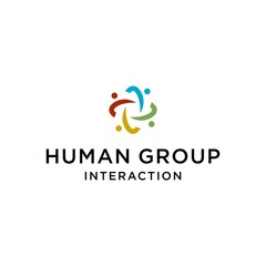 human group logo, interaction person vector design , corporation icon template