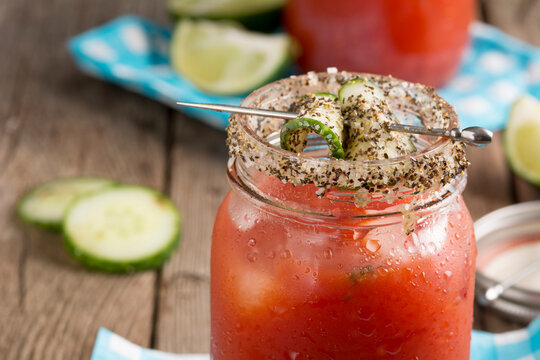 Cucumber Bloody Mary in Mason Jar