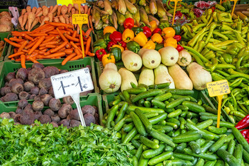 Great selection of vegetables for sale at a market