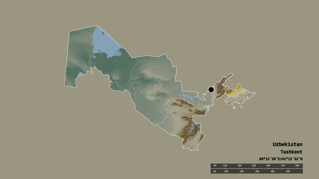 Location of Namangan, region of Uzbekistan,. Relief