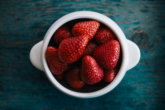Strawberries on Blue Backround