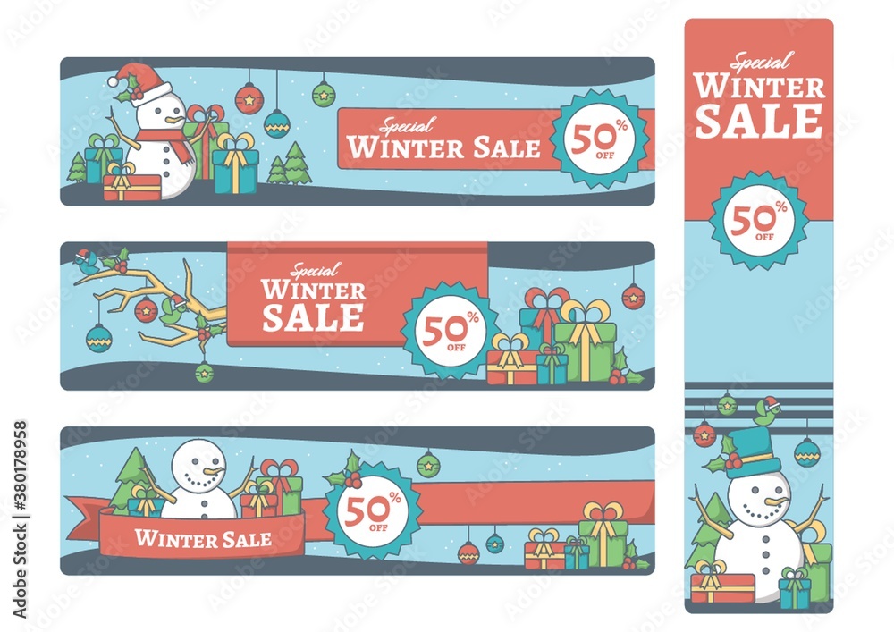 Canvas Prints Set of winter sale icons