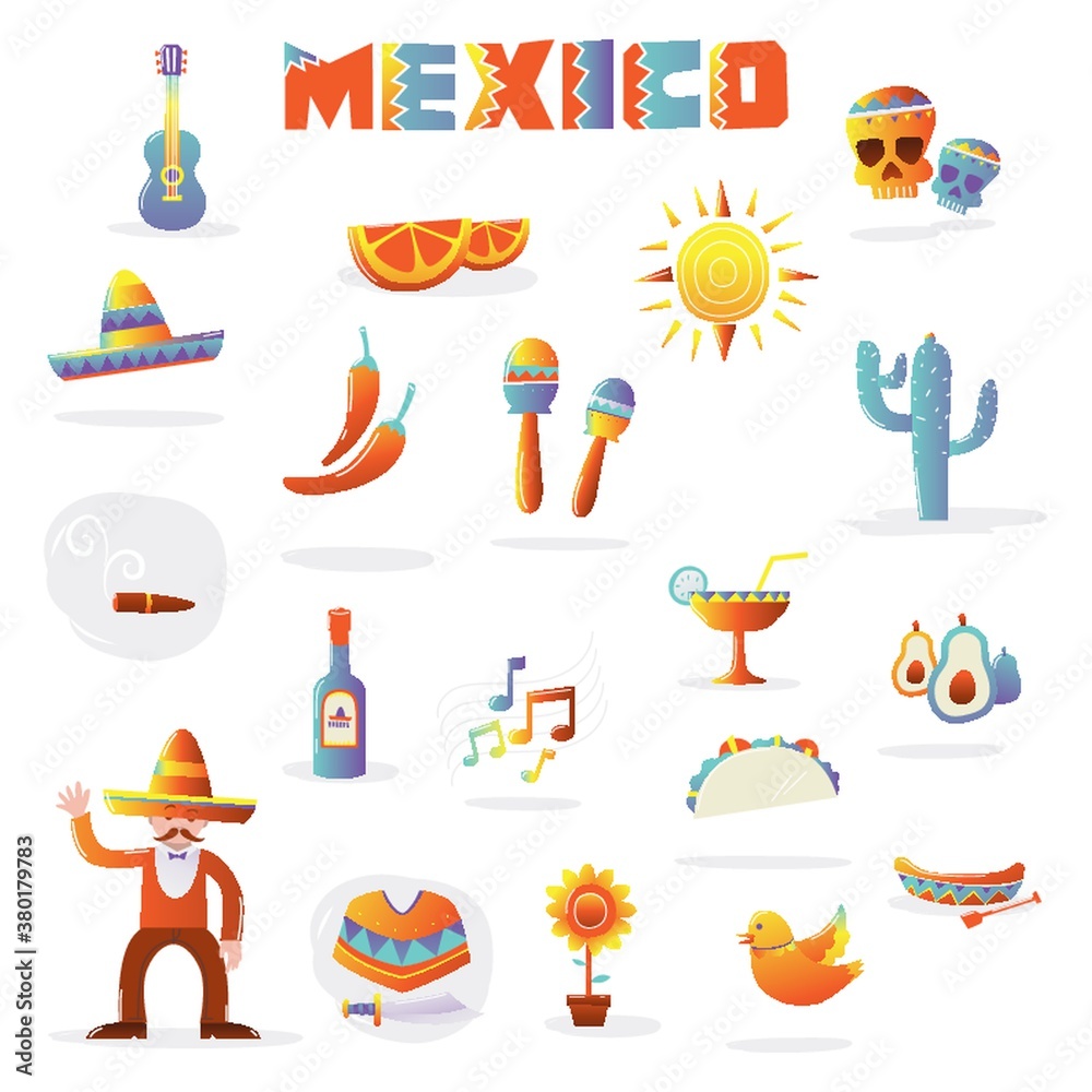 Canvas Prints set of mexican icons