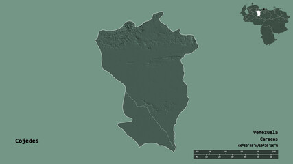 Cojedes, state of Venezuela, zoomed. Administrative
