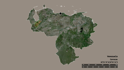 Location of Merida, state of Venezuela,. Satellite