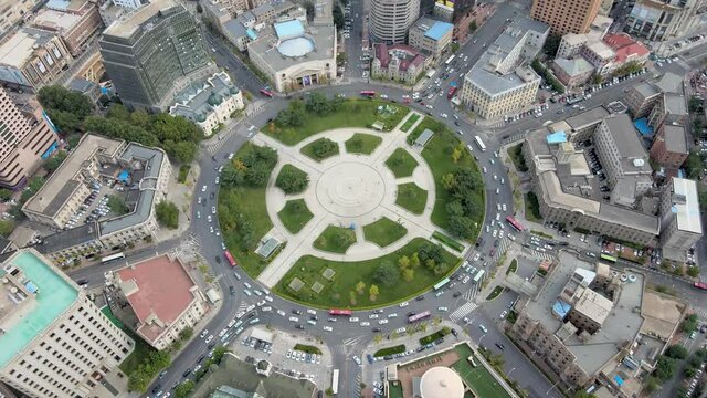 aerial shot of dalian zhongshan Square