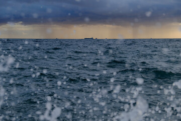 Wave Spray on a Cold, Wet Day