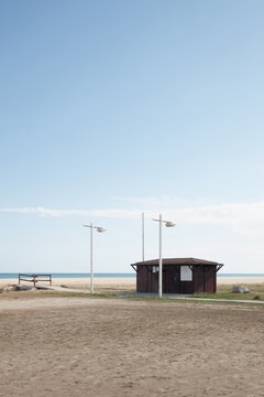 Lifeguard and first aid station at a lonely beach