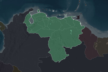 Venezuela borders. Neighbourhood desaturated. Administrative