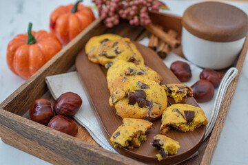 sweet home made pumpkin chocolate chip cookies