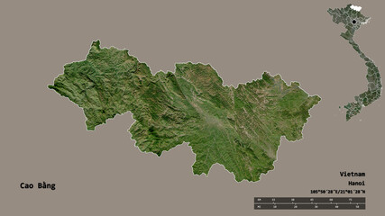 Cao Bang, province of Vietnam, zoomed. Satellite