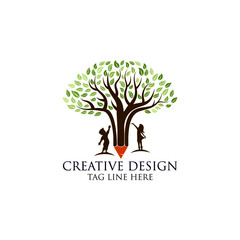 children logo, tree pencil logo