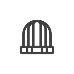 Winter hat line icon. linear style sign for mobile concept and web design. Hat with stripes outline vector icon. Symbol, logo illustration. Vector graphics