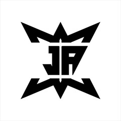 JA Logo monogram with crown up down side design template