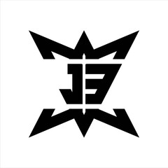 JE Logo monogram with crown up down side design template