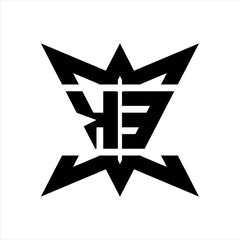 KE Logo monogram with crown up down side design template
