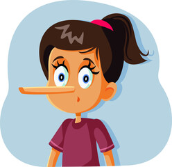 Liar Girl with Long Nose Vector Cartoon