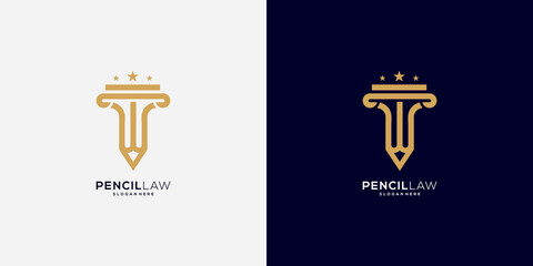 pencil law logo vector design