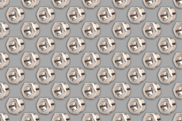 Reducing coupling fitting seamless pattern isolated on gray background.