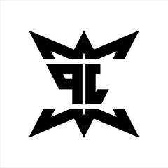 PL Logo monogram with crown up down side design template