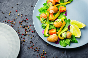 Vegetable salad with clams