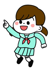 セーラー服女の子　ジャンプ