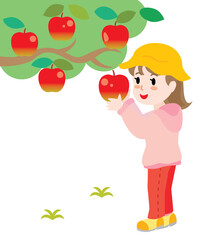 リンゴ狩りをする女の子