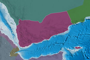 Yemen outlined. Administrative