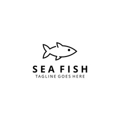 Illustration modern fish water with line art logo design template