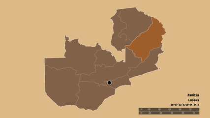Location of Muchinga, province of Zambia,. Pattern