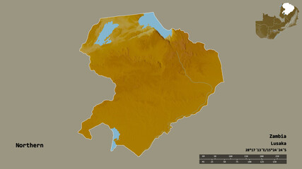 Obraz premium Northern, province of Zambia, zoomed. Relief
