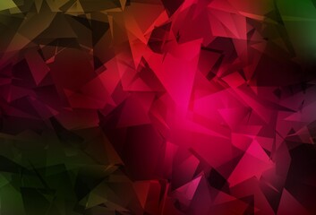 Obraz premium Dark Green, Red vector triangle mosaic texture.