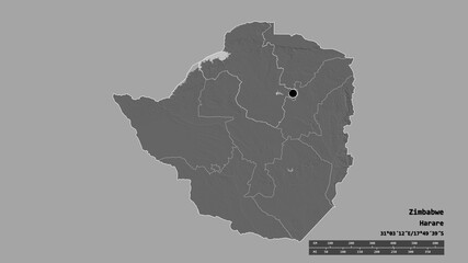 Location of Mashonaland West, province of Zimbabwe,. Bilevel