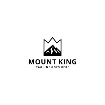 Illustration abstract mountain hill on crown king logo design template