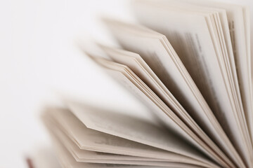 books .Learning, knowledge and hobby concept.Paper book set on a white background. Book pages close...