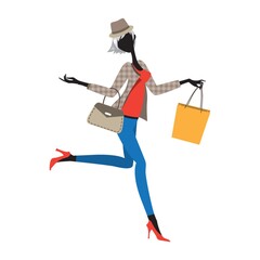 Happy woman with shopping bags