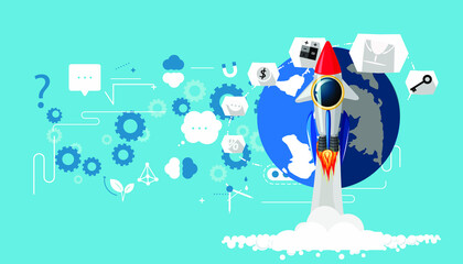 illustration Guidelines Business startup to success Creativity modern Idea and Concept flat design.