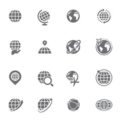 Set of globe icons