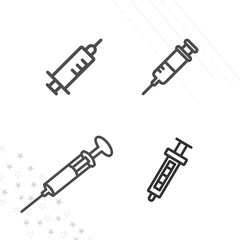 Syringe, injection line icon set