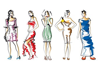 collection of fashion model sketches