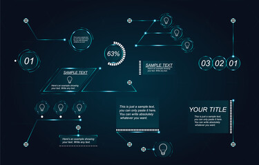 Business infographics. Callout. Technology, blue light. Glow illustration is drawn on a light blue background.