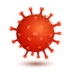 Coronavirus bacteria model isolated on white background. Covid-19 epidemic infectious disease. Cellular infection. Realistic virus for your medical project. Vector illustration