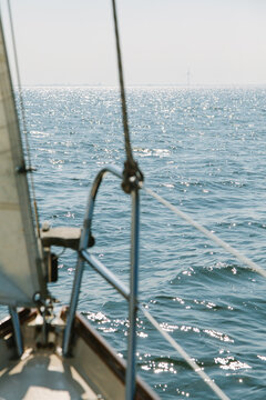 Sailing boat on the water, focus on the sea
