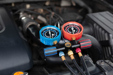 Car air conditioner check service, leak detection, fill refrigerant.Device and meter liquid cooling...