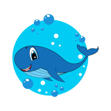 cute whale animal cartoon, simple vector illustration design
