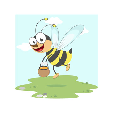 cute bee animal cartoon, simple vector illustration design
