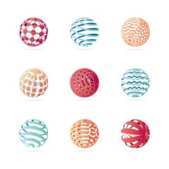 Collection of globe logo elements.