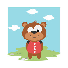 Obraz na płótnie Canvas cute bear animal cartoon, simple vector illustration design